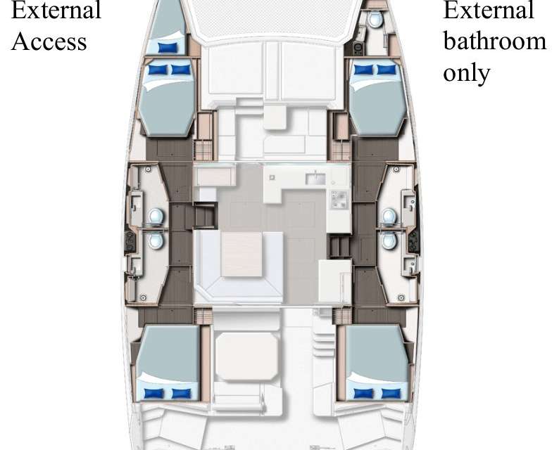 Distribución del barco Leopard 45