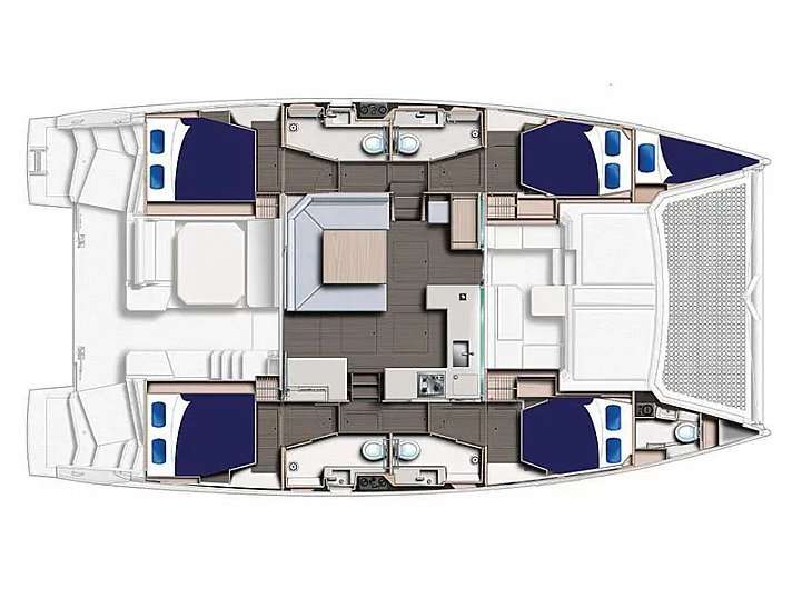 Distribución del barco Leopard 45