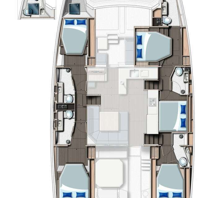 Distribución del barco Leopard 50