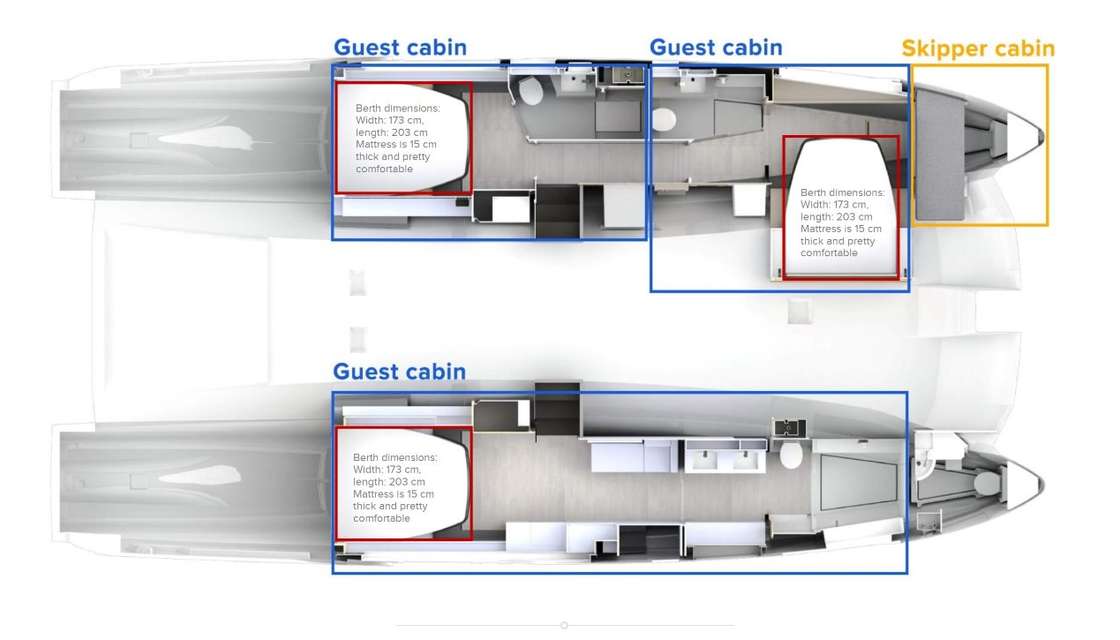 Layout of the boat Leopard 53 PC