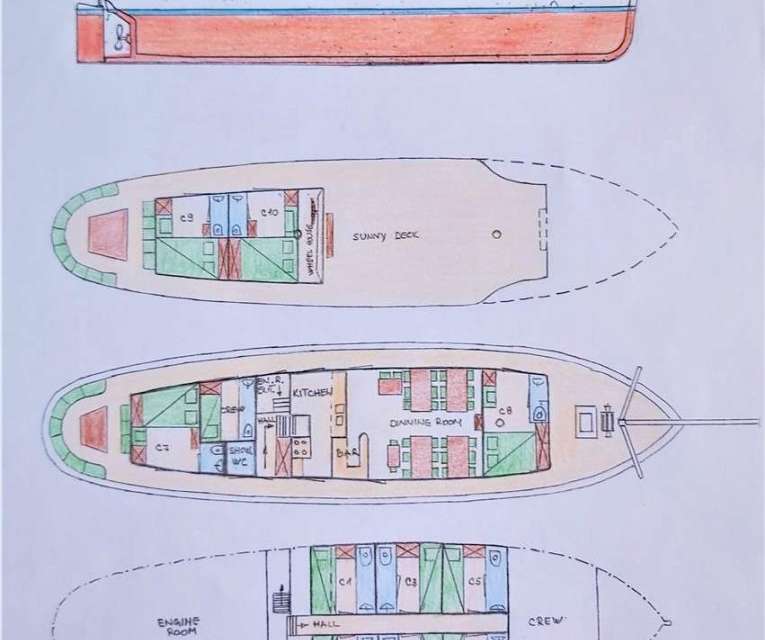 Layout of the boat Mini Cruiser Elena