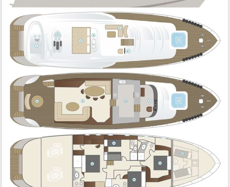 Layout of the boat Mondo Marine 24