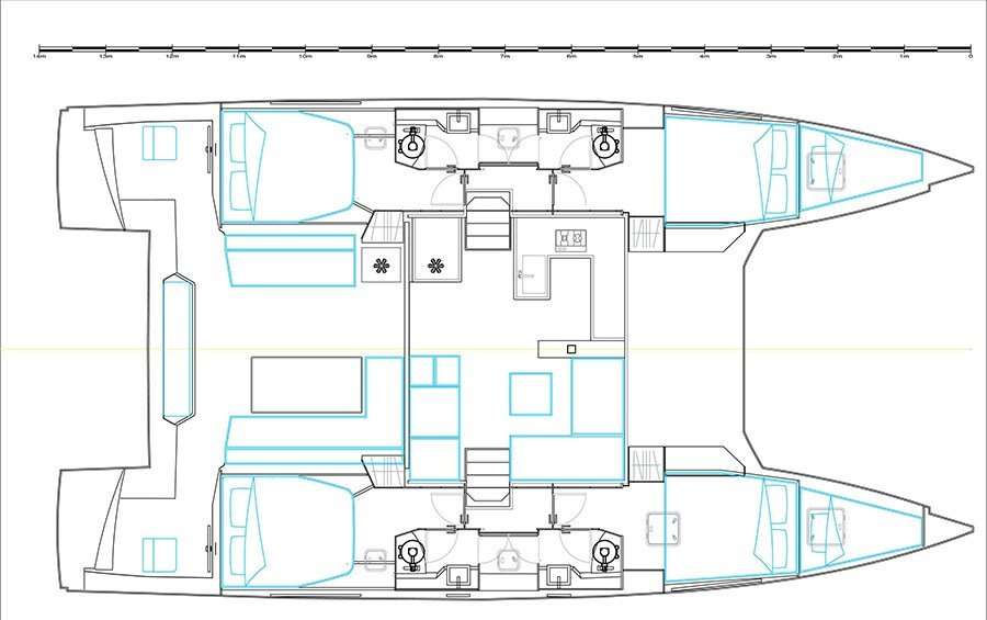 Layout of the boat Nautitech 46 Fly