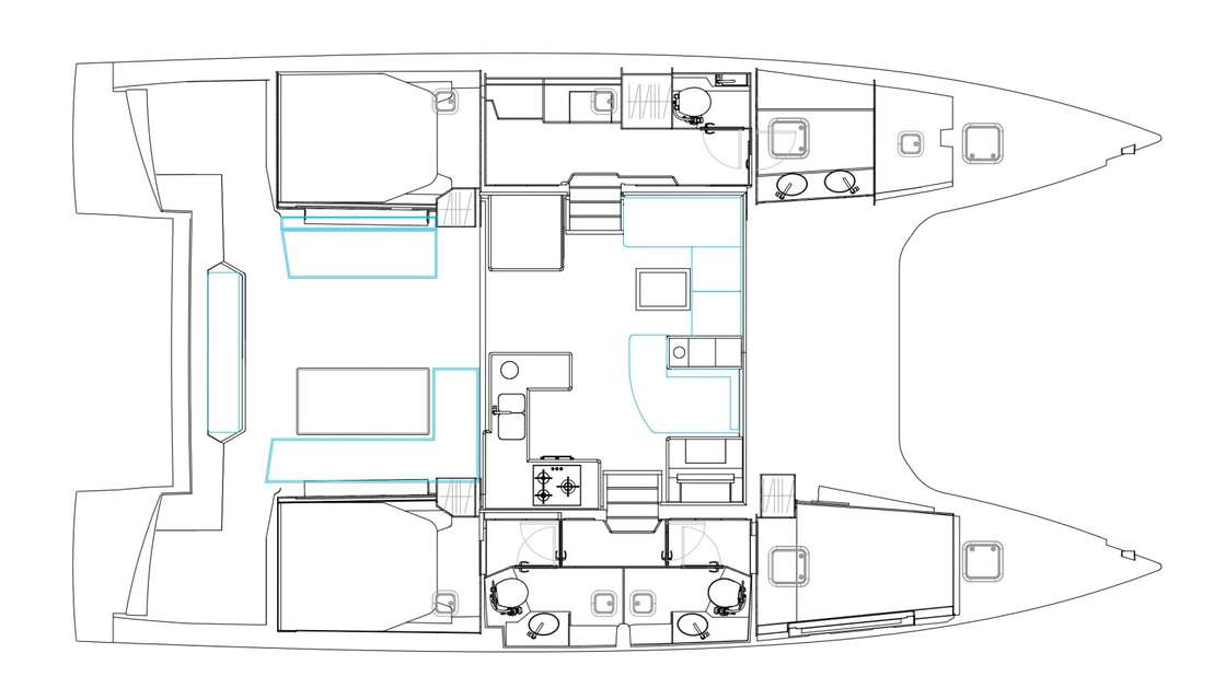 Layout of the boat Nautitech 46 Open