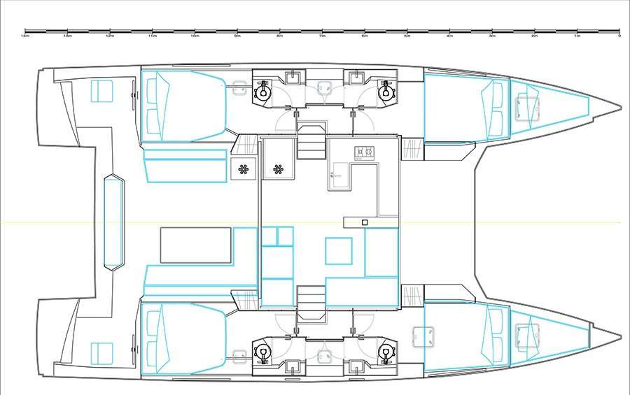 Distribución del barco Nautitech 46 Open