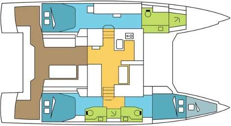 Layout of the boat Nautitech 47 Power