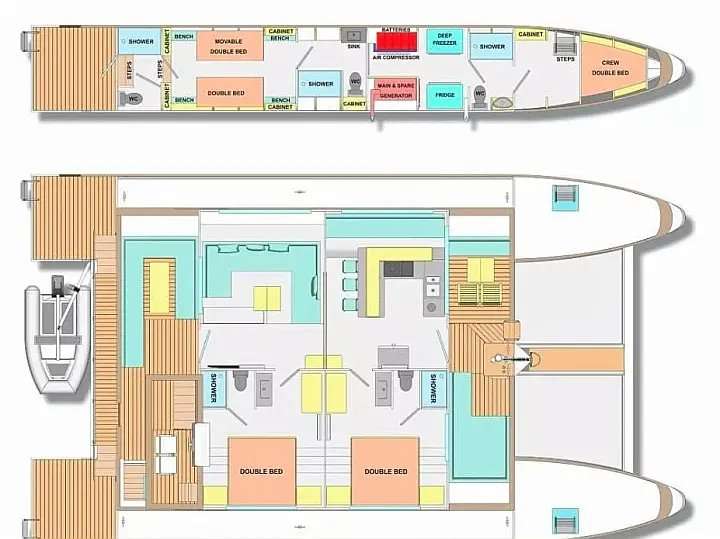 Layout of the boat Ocean Beast 65