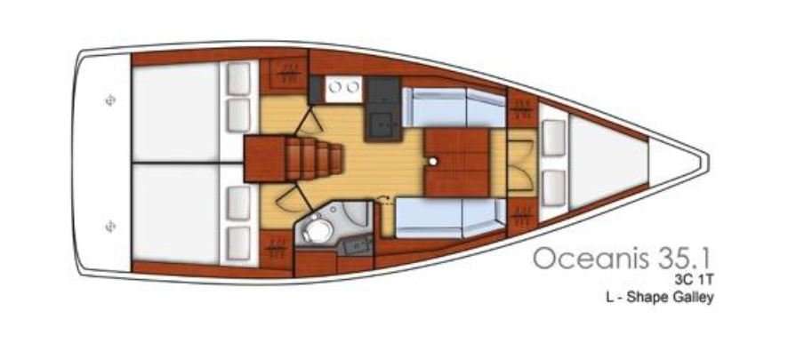 Layout of the boat Oceanis 35