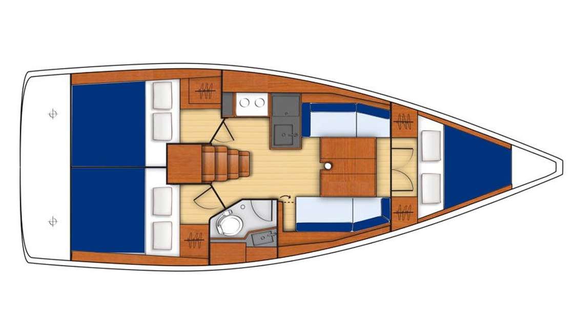 Layout of the boat Oceanis 35.1