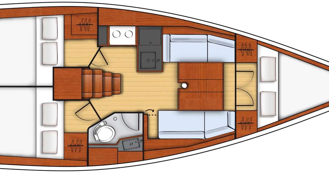 Layout of the boat Oceanis 35.1