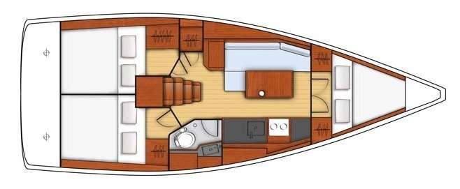 Layout of the boat Oceanis 35.1