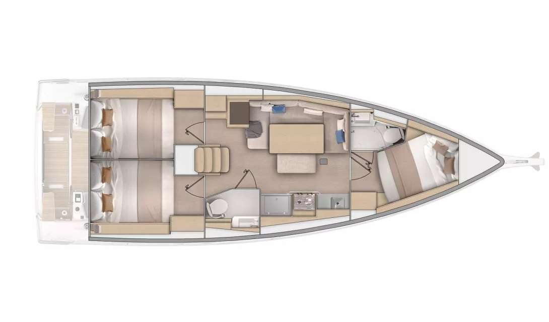 Distribución del barco Oceanis 37.1