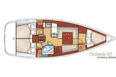 Layout of the boat Oceanis 37