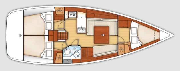 Distribución del barco Oceanis 37