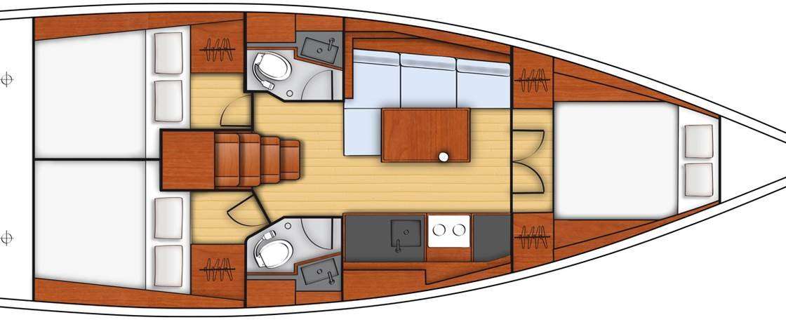 Distribución del barco Oceanis 38.1