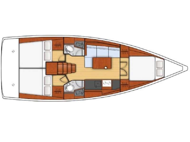 Layout of the boat Oceanis 38.1