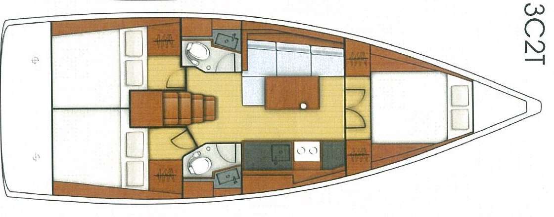 Distribución del barco Oceanis 38.1