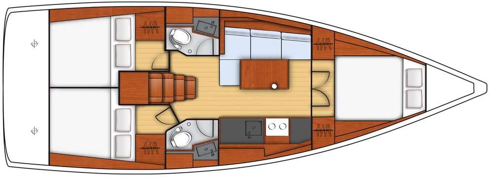 Layout of the boat Oceanis 38.1
