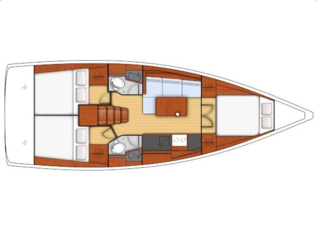 Layout of the boat Oceanis 38.1