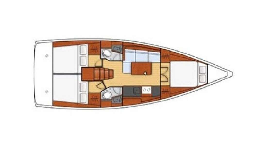 Layout of the boat Oceanis 38.1