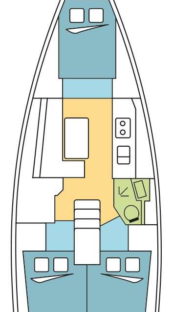 Layout of the boat Oceanis 38.1