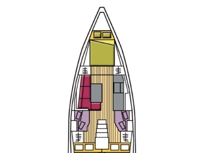 Layout of the boat Oceanis 38.1