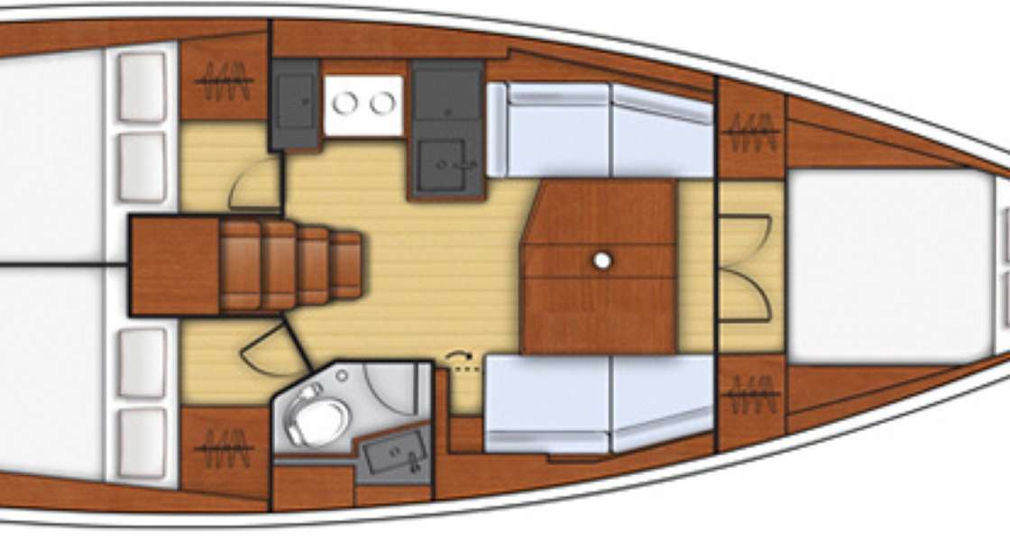 Layout of the boat Oceanis 38.1