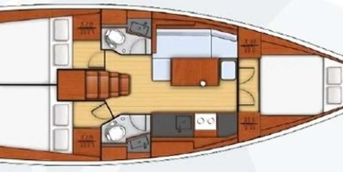 Layout of the boat Oceanis 38.1