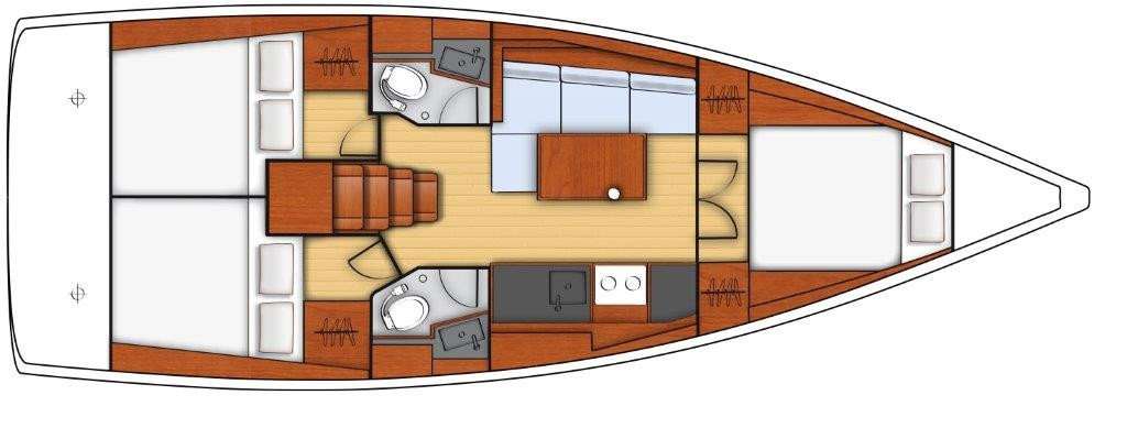 Layout of the boat Oceanis 38.1