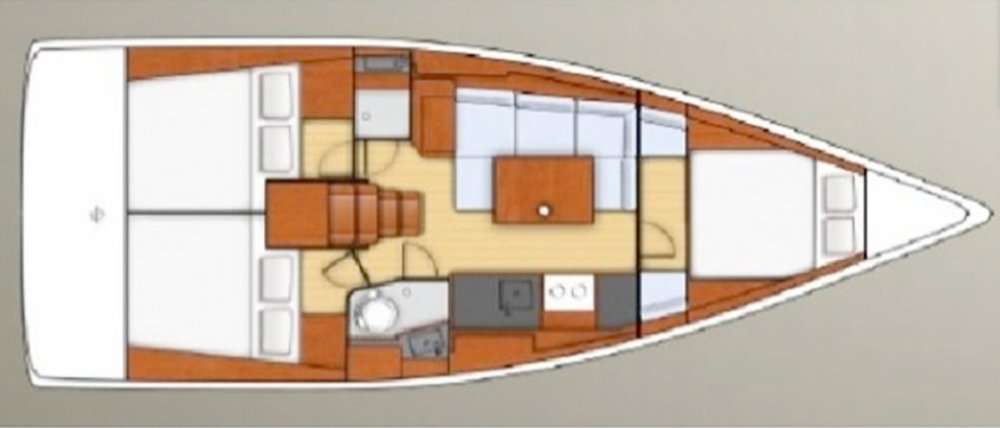 Layout of the boat Oceanis 38