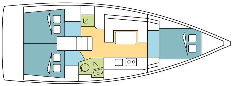 Distribución del barco Oceanis 38