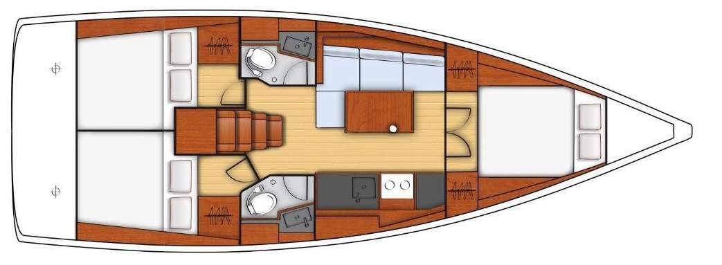 Layout of the boat Oceanis 38.1