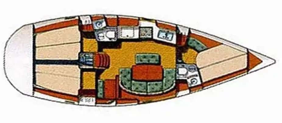 Layout of the boat Oceanis 381