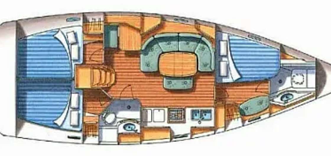 Layout of the boat Oceanis 393