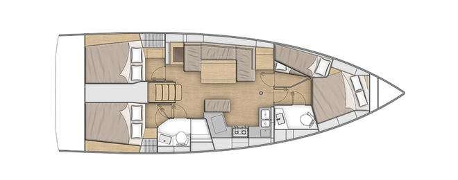 Layout of the boat Oceanis 40.1