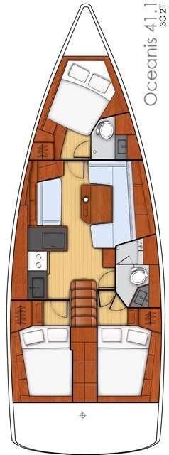 Layout of the boat Oceanis 41.1