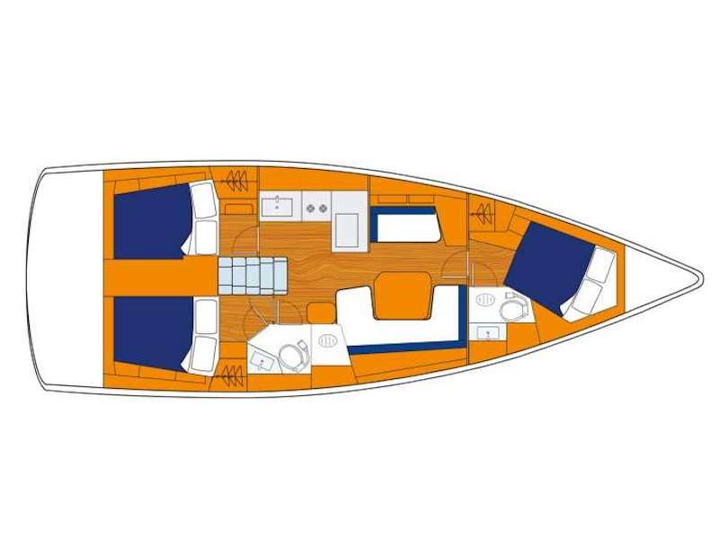 Layout of the boat Oceanis 411