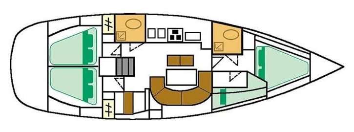 Layout of the boat Oceanis 411