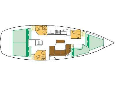 Layout of the boat Oceanis 423