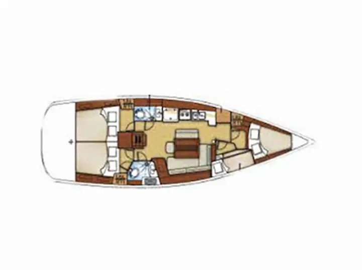 Layout of the boat Oceanis 43