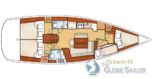 Layout of the boat Oceanis 43