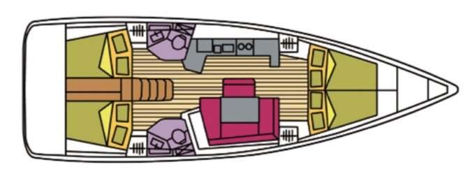 Layout of the boat Oceanis 45