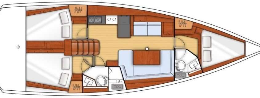 Layout of the boat Oceanis 45