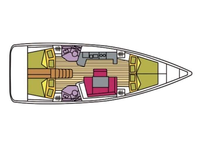 Layout of the boat Oceanis 45