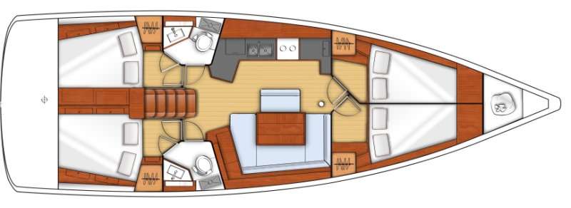 Distribución del barco Oceanis 45