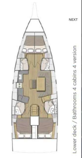 Layout of the boat Oceanis 46.1