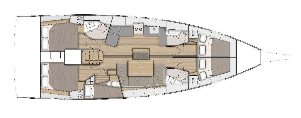 Layout of the boat Oceanis 46.1