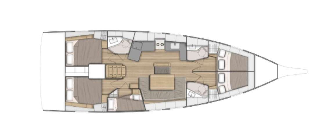 Layout of the boat Oceanis 46.1