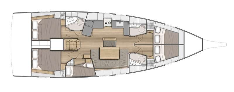 Layout of the boat Oceanis 46.1