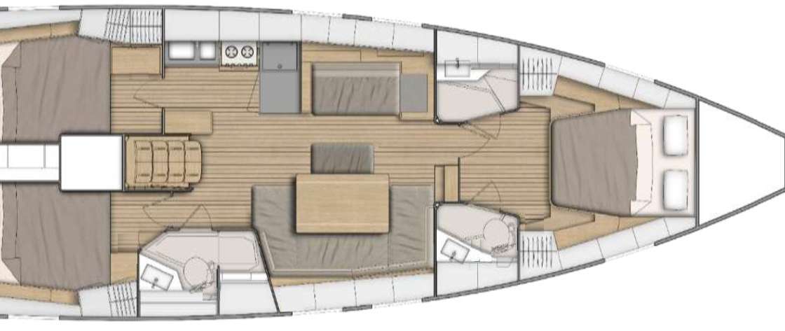 Layout of the boat Oceanis 46.1